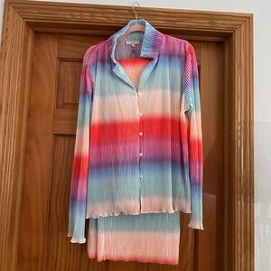 Colorful Striped Pleated Set